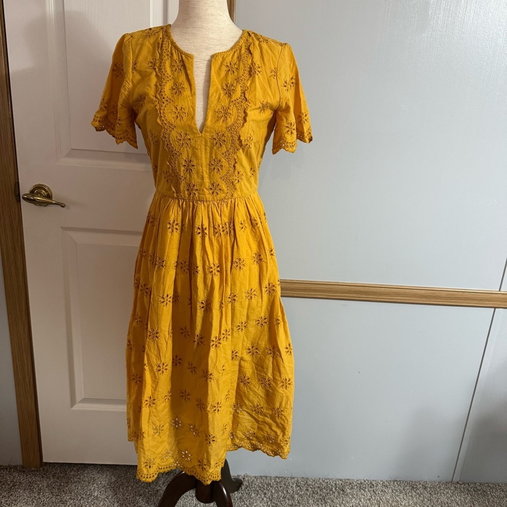Madewell Golden Yellow Midi Dress Size XS